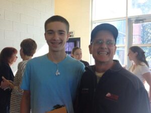 Steven Rossi with Rick Breitweiser and his Grace Moore Scholarship. 